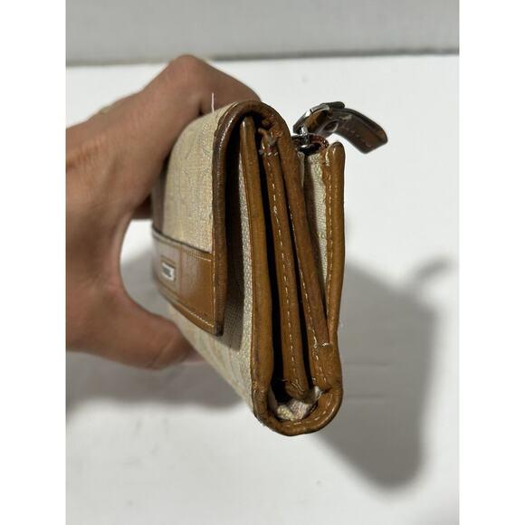 Fossil Wallet Logo Spell Out Beige Cream Tan Brown Women Cards Coins Vintage - Picture 9 of 10